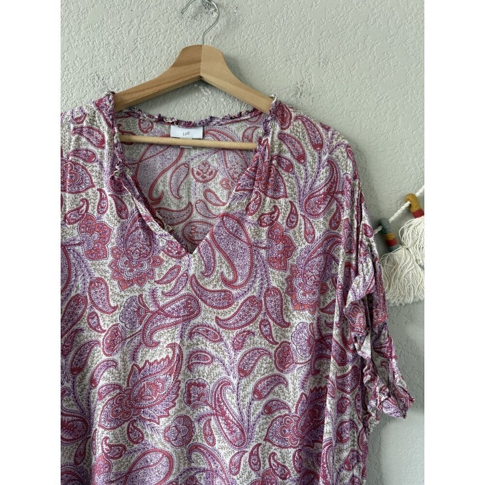 J. Jill Purple Paisley Peasant Ruffle Sleeve Lightweight Breathable Top Boho 2x - Picture 5 of 8
